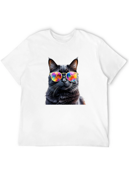 Cool Cat Tee - Rainbow Glasses Black Cat Shirt