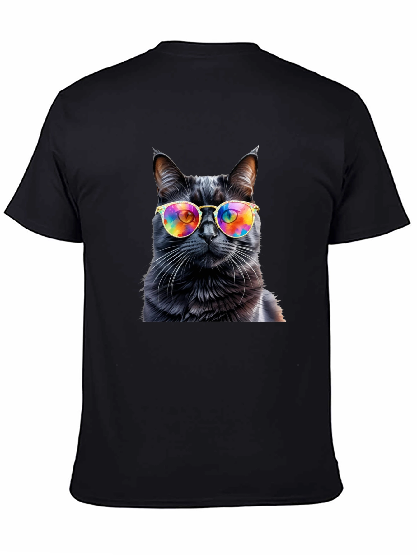 Cool Cat Tee - Rainbow Glasses Black Cat Shirt