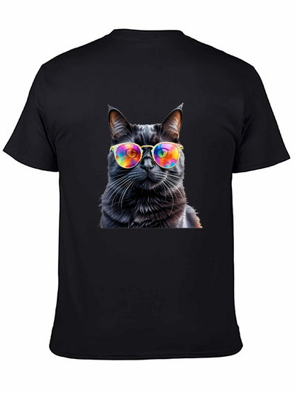 Cool Cat Tee - Rainbow Glasses Black Cat Shirt