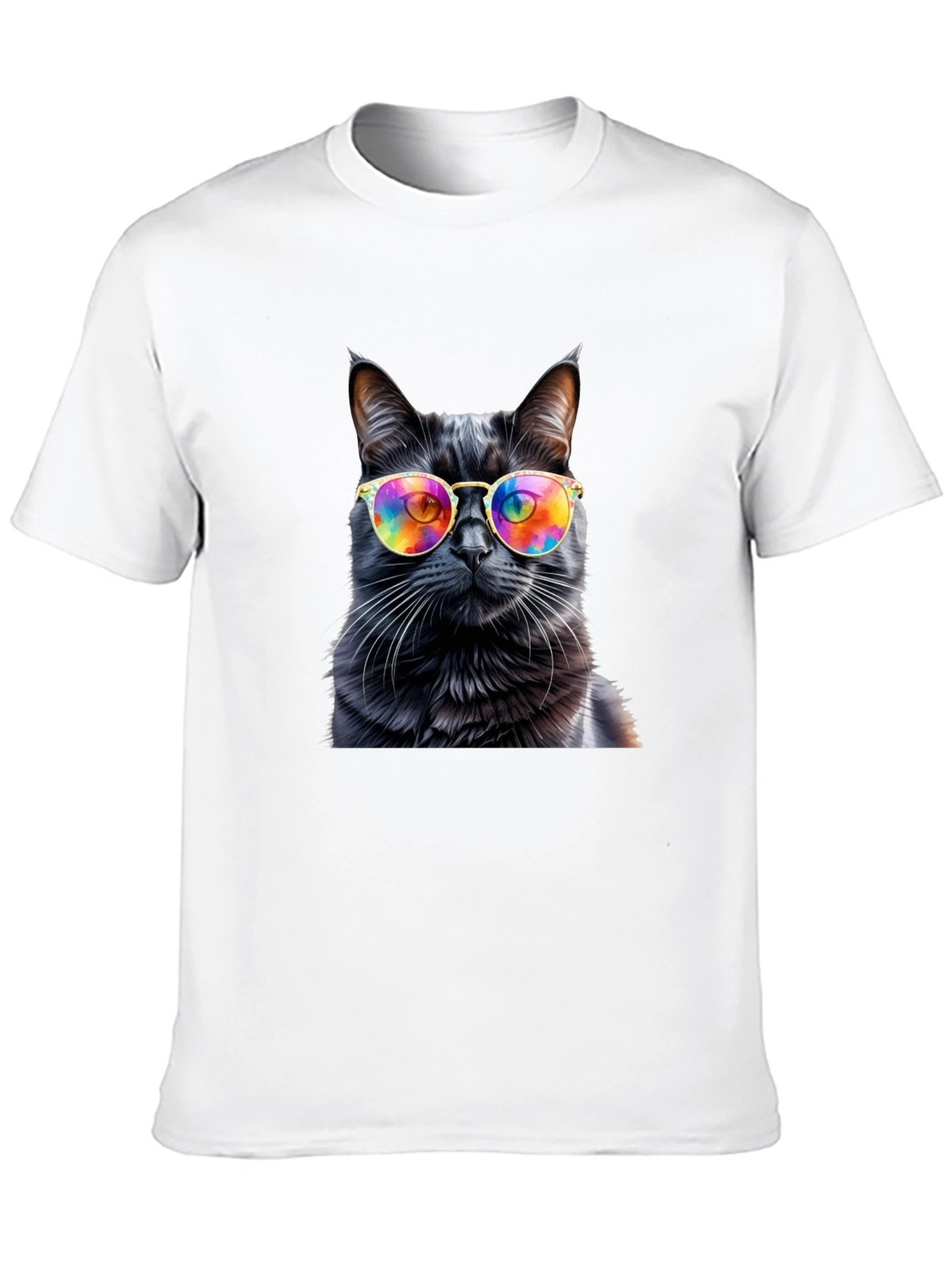 Cool Cat Tee - Rainbow Glasses Black Cat Shirt