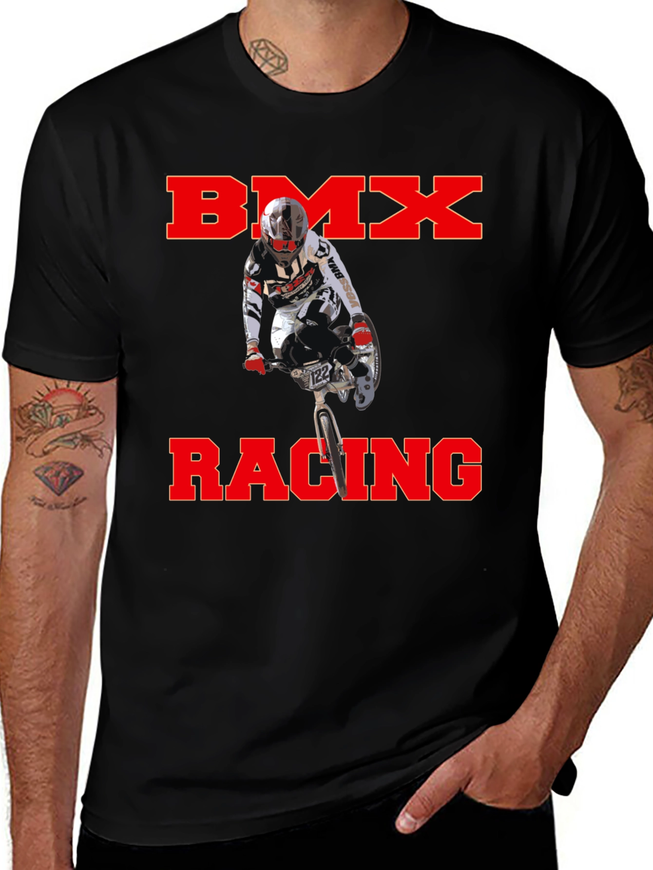 BMX Racing Graphic T-Shirt - Black