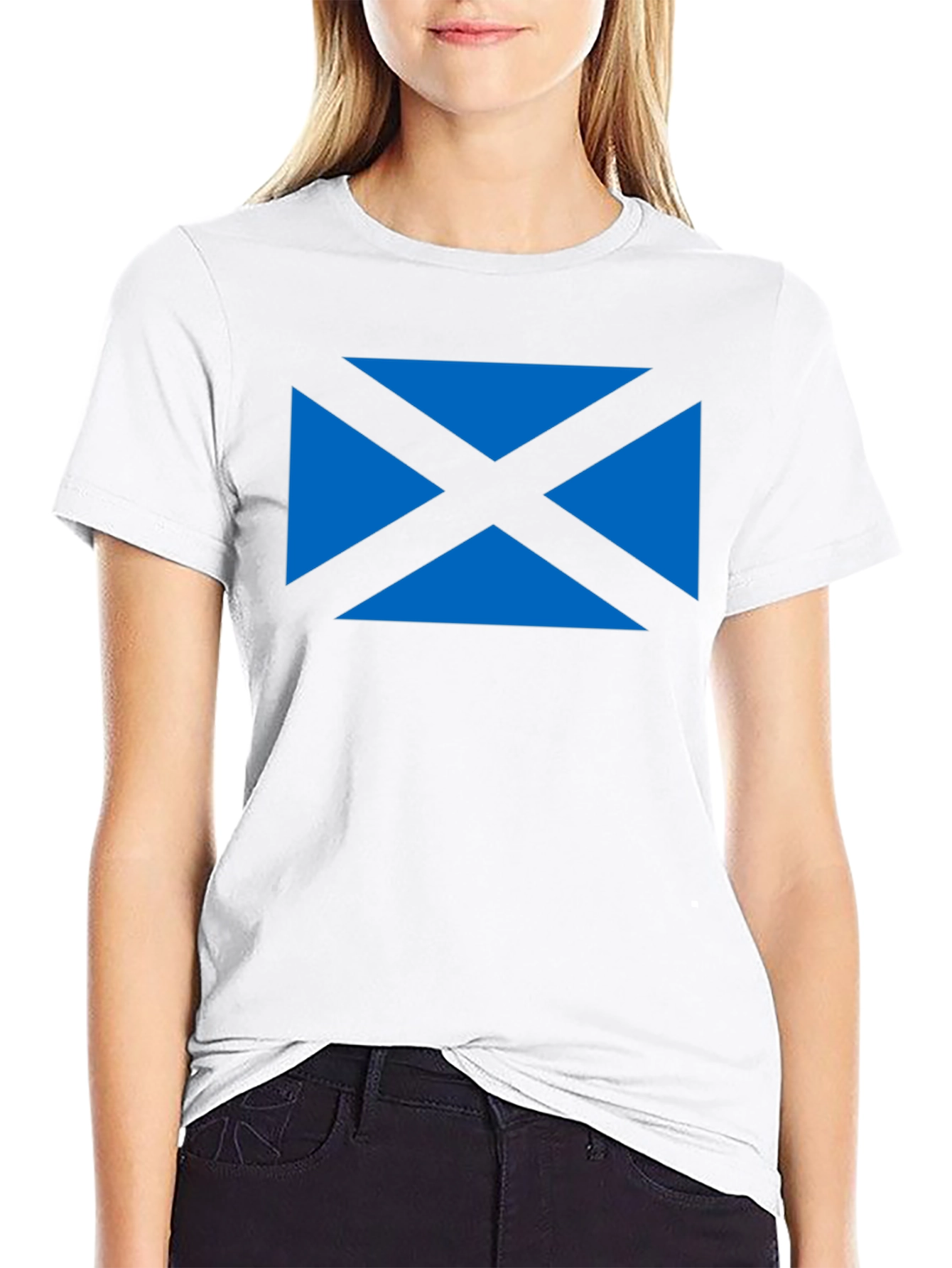 Scottish Saltire Flag Graphic Tee - Black Cotton T-Shirt