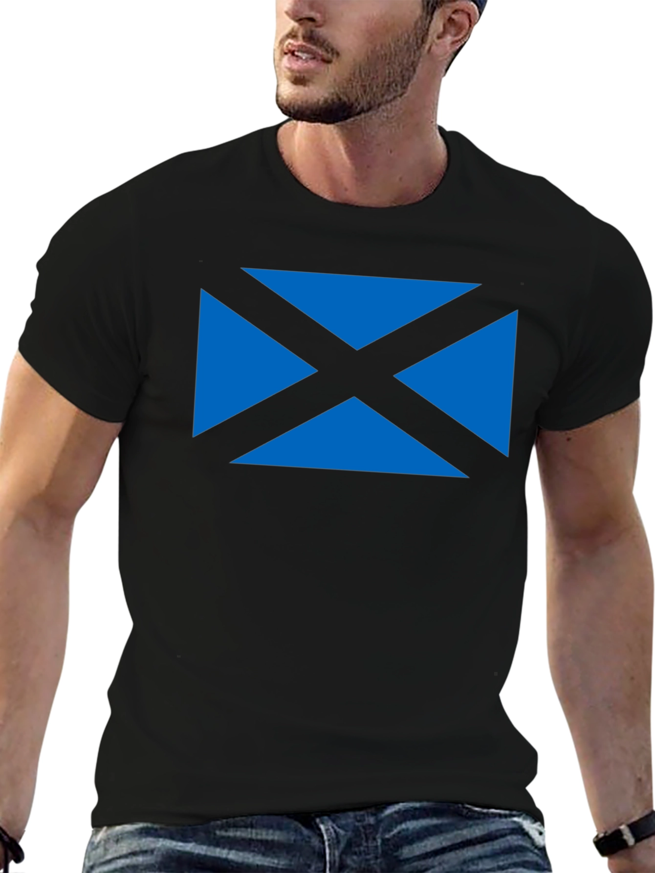 Scottish Saltire Flag Graphic Tee - Black Cotton T-Shirt