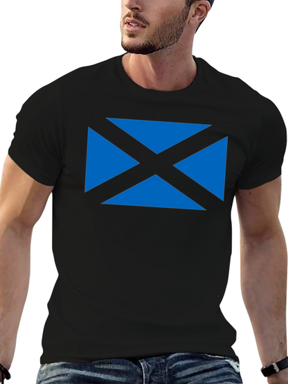 Scottish Saltire Flag Graphic Tee - Black Cotton T-Shirt