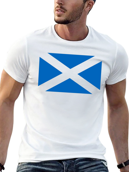 Scottish Saltire Flag Graphic Tee - Black Cotton T-Shirt