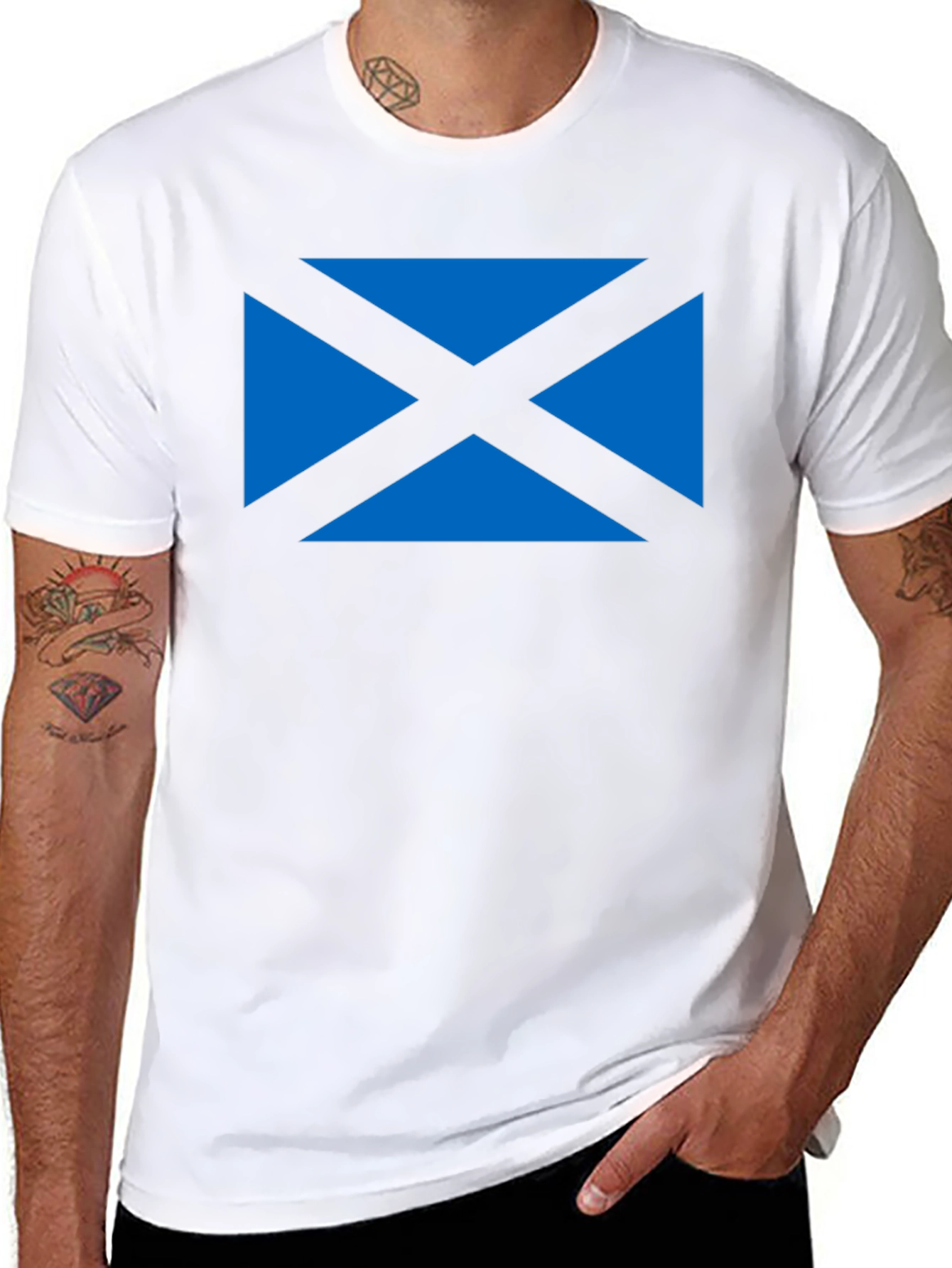 Scottish Saltire Flag Graphic Tee - Black Cotton T-Shirt