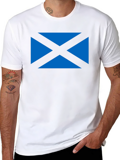 Scottish Saltire Flag Graphic Tee - Black Cotton T-Shirt