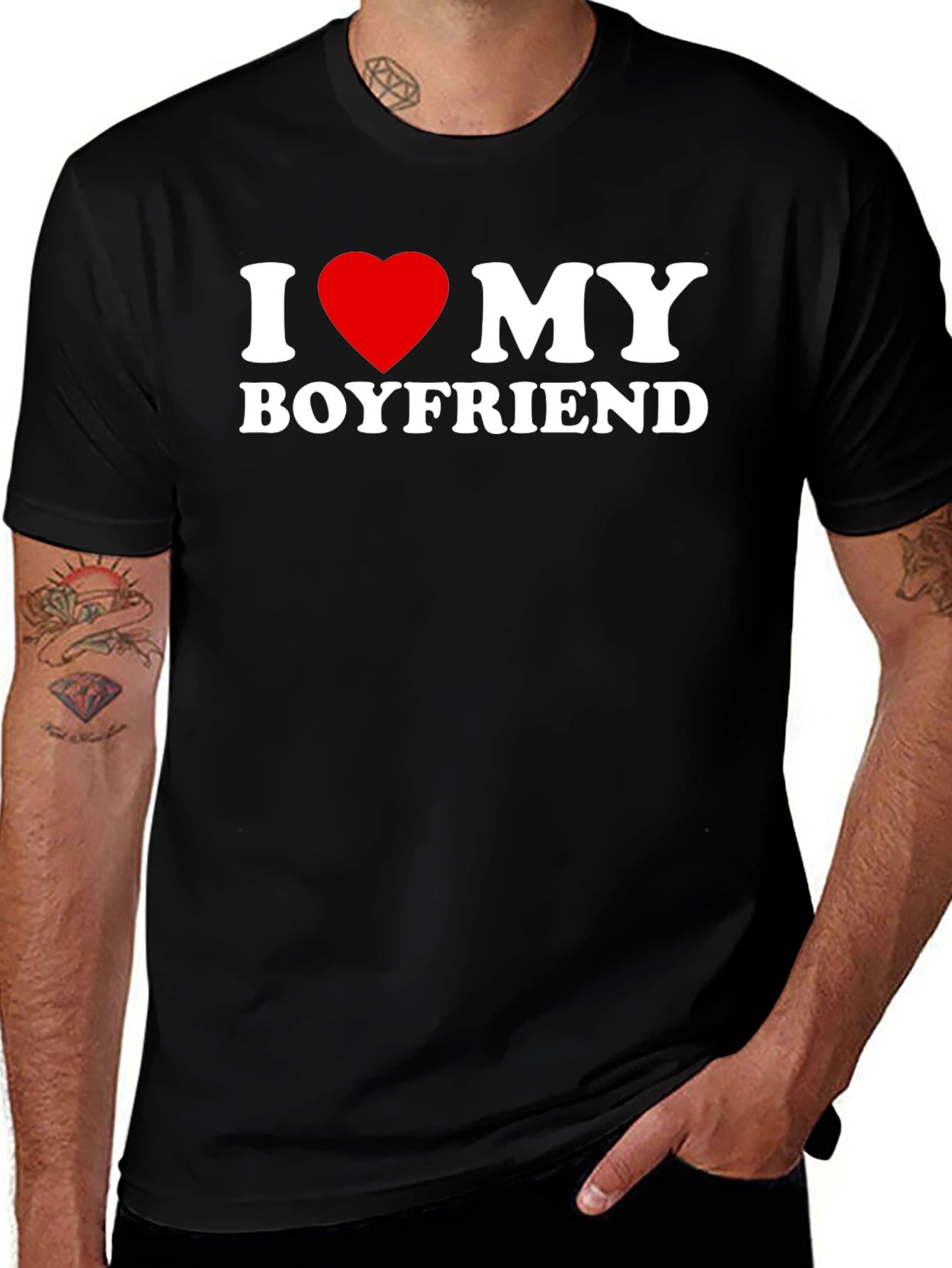 I Heart My Boyfriend Black T-Shirt