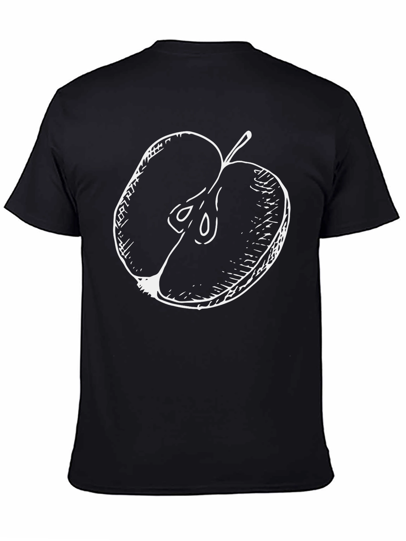 Half Apple Graphic Tee - Casual Black T-Shirt