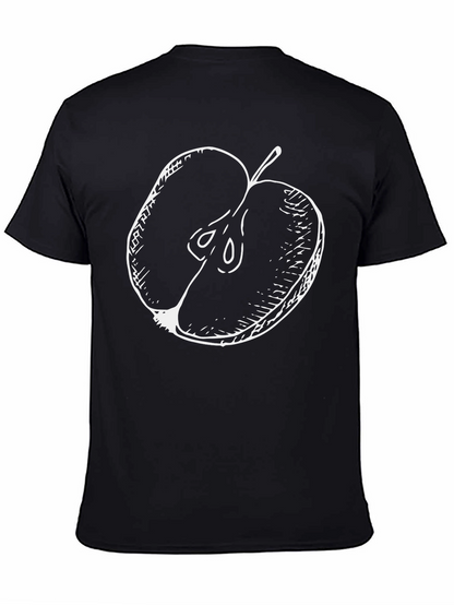 Half Apple Graphic Tee - Casual Black T-Shirt