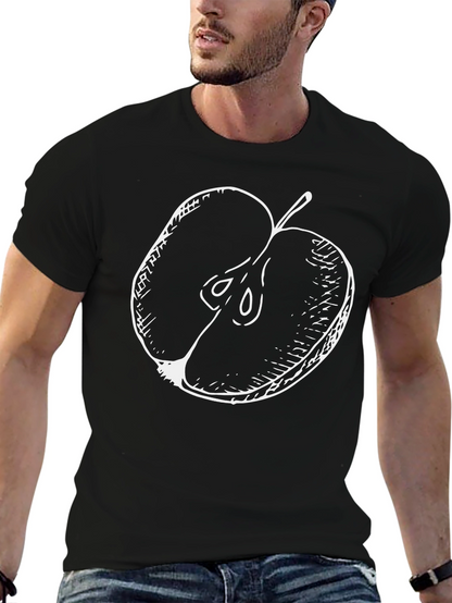 Half Apple Graphic Tee - Casual Black T-Shirt