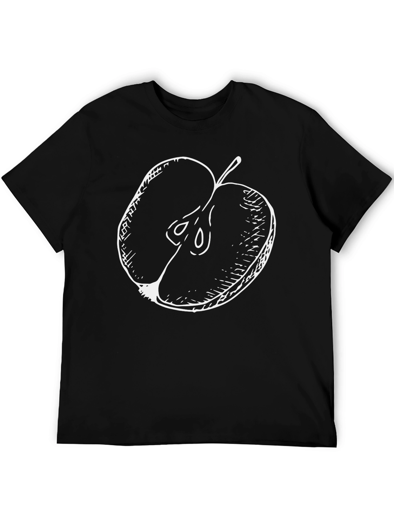 Half Apple Graphic Tee - Casual Black T-Shirt