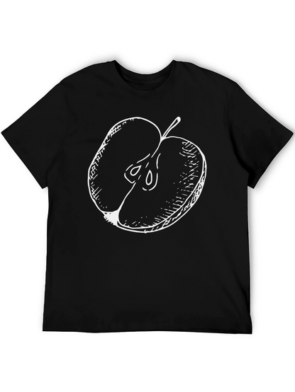 Half Apple Graphic Tee - Casual Black T-Shirt