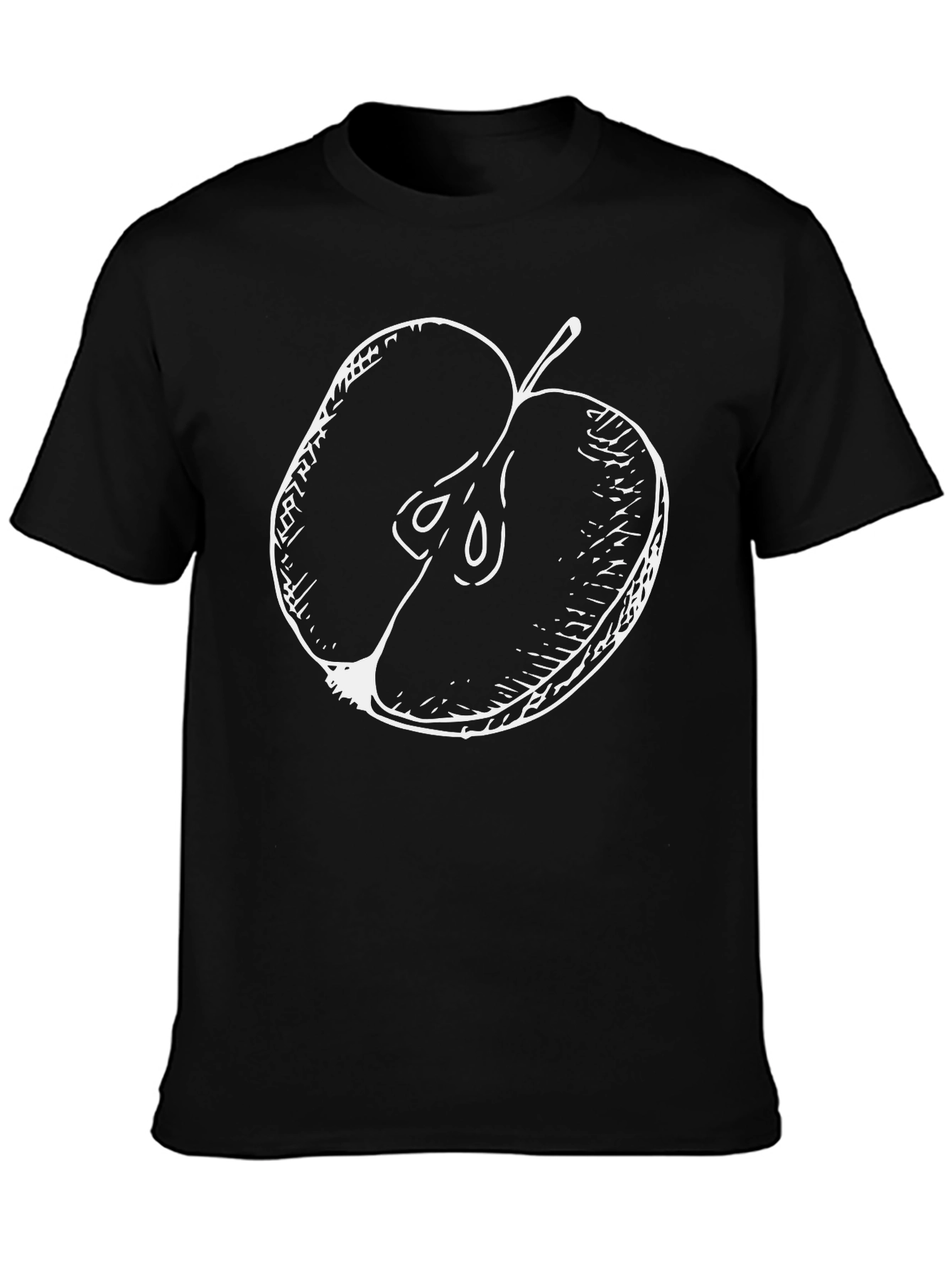 Half Apple Graphic Tee - Casual Black T-Shirt