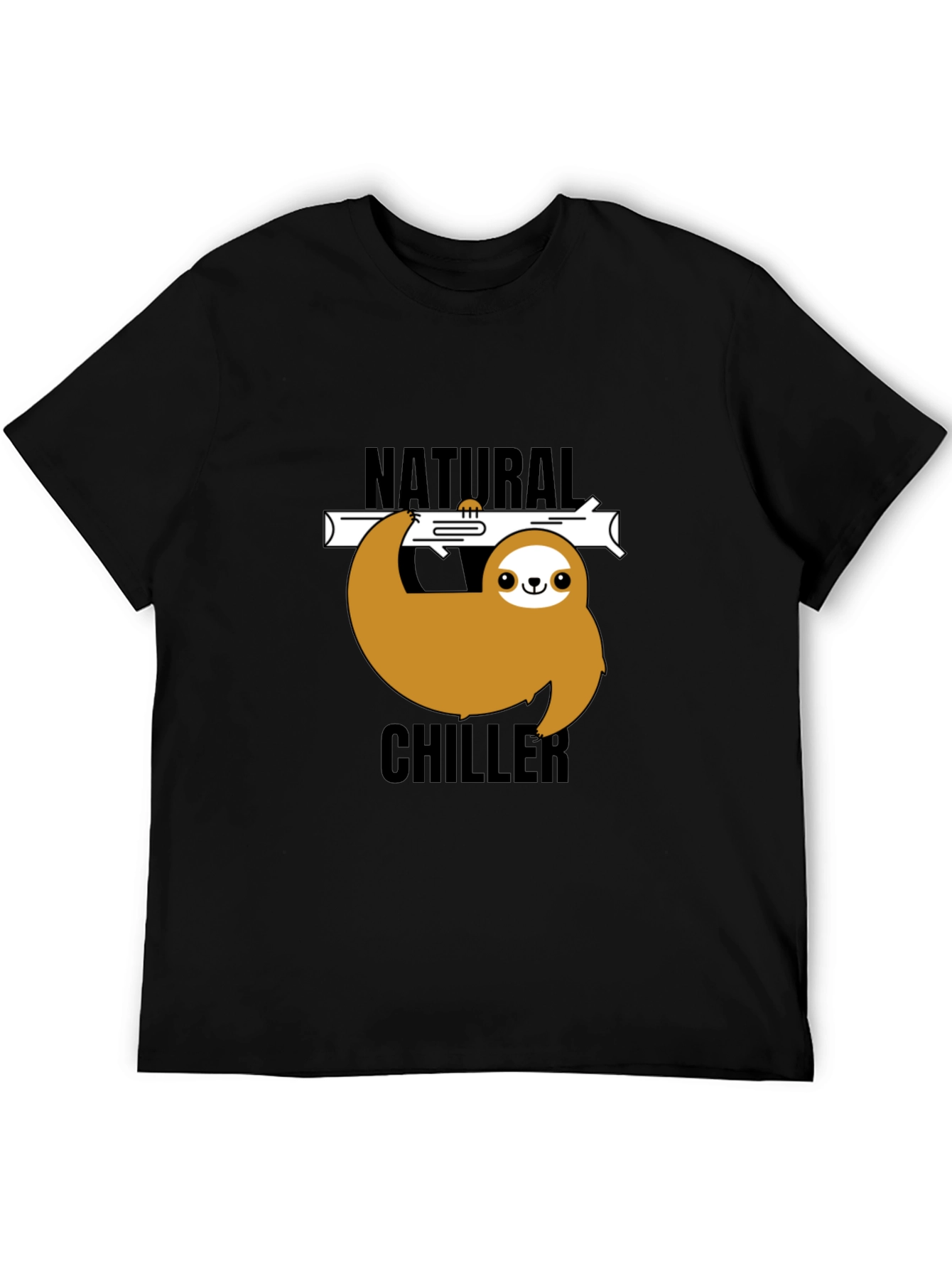 Natural Chiller Sloth Graphic Tee - Relaxed Style