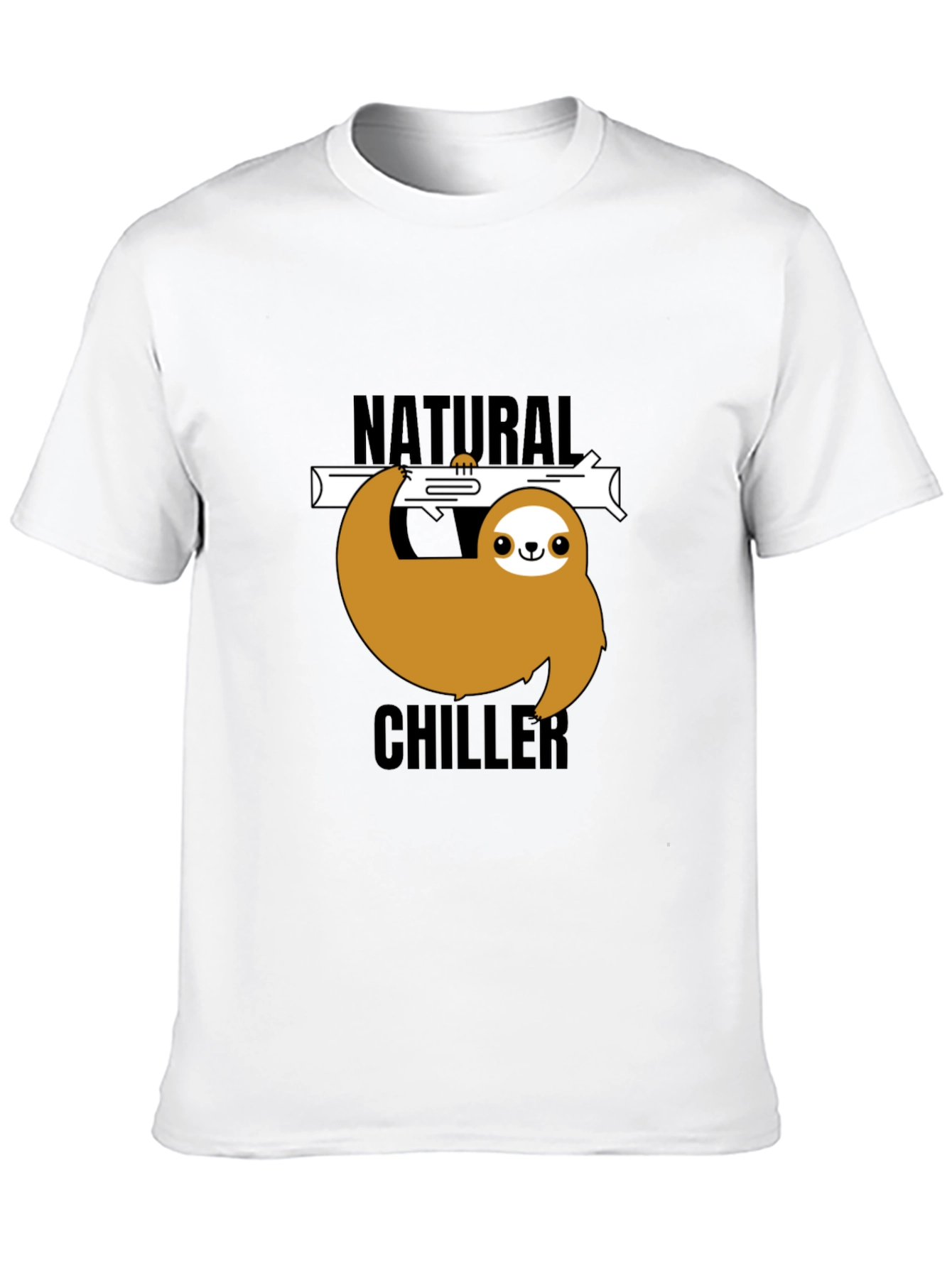 Natural Chiller Sloth Graphic Tee - Relaxed Style