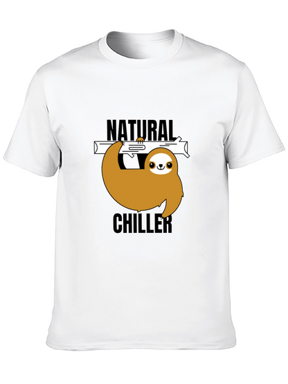 Natural Chiller Sloth Graphic Tee - Relaxed Style