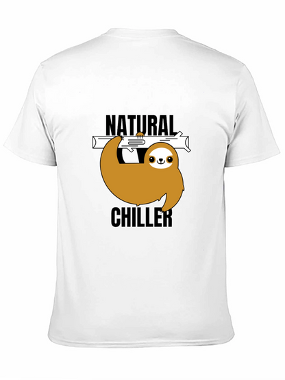 Natural Chiller Sloth Graphic Tee - Relaxed Style