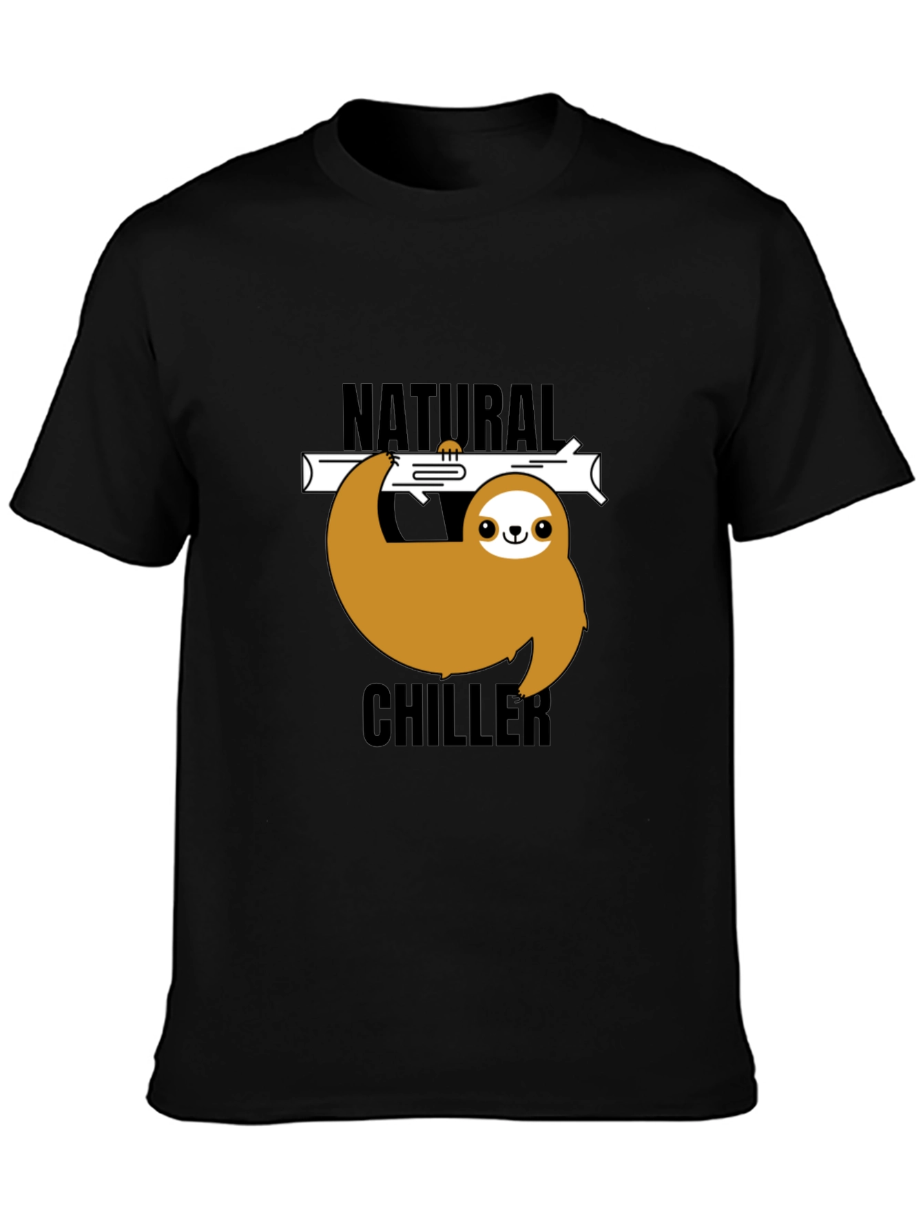 Natural Chiller Sloth Graphic Tee - Relaxed Style