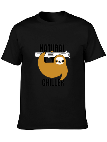 Natural Chiller Sloth Graphic Tee - Relaxed Style