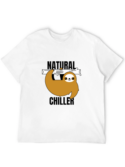 Natural Chiller Sloth Graphic Tee - Relaxed Style