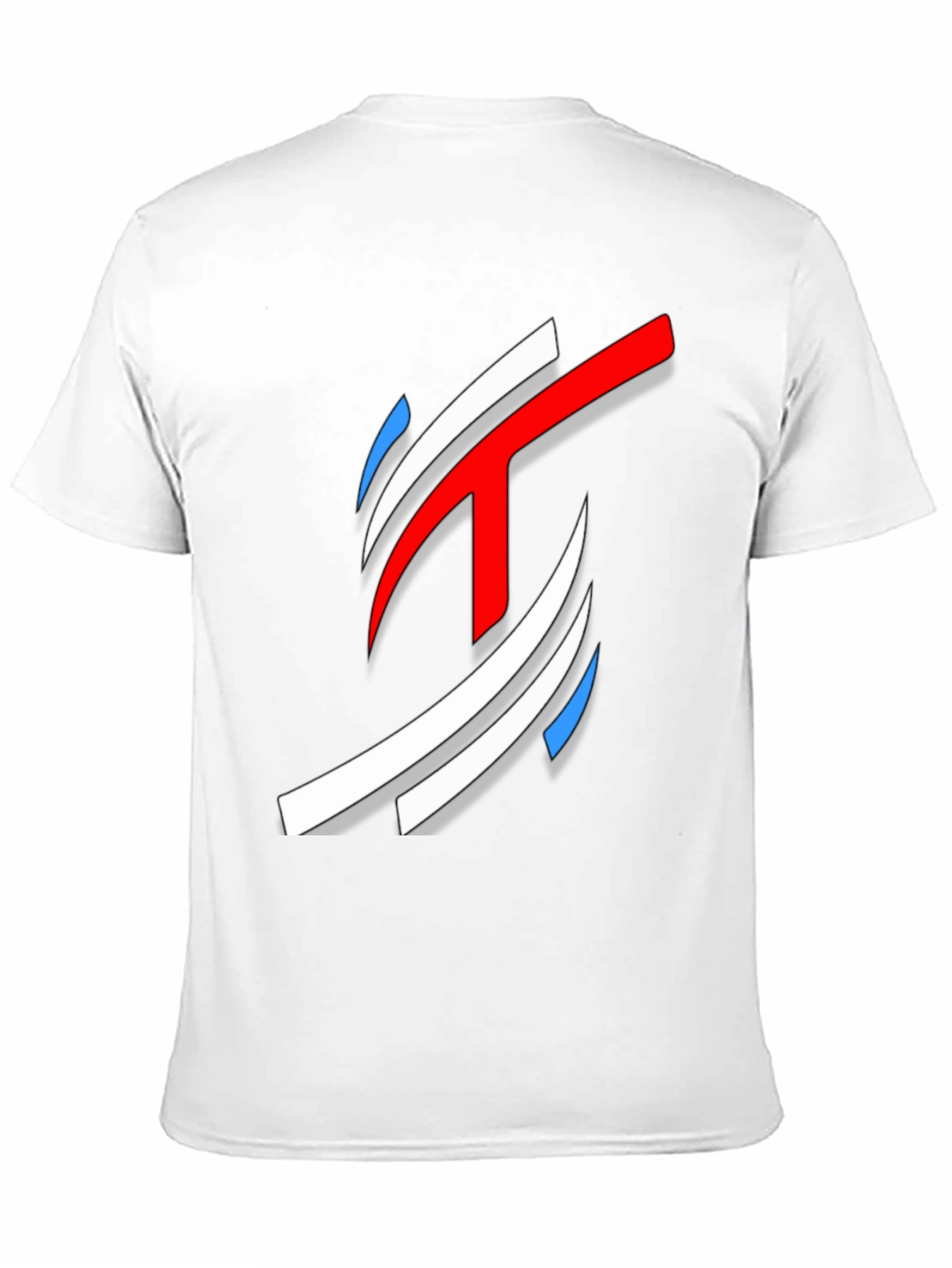 Abstract Red White Blue Graphic Black T-Shirt