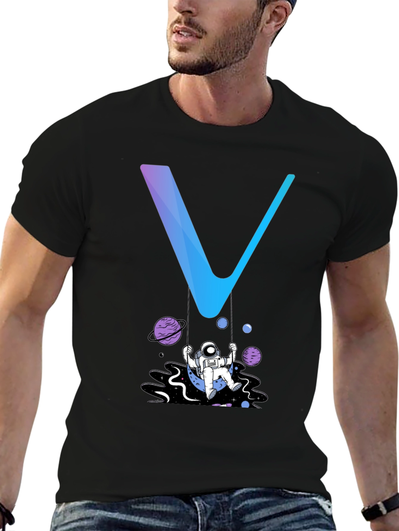 Astronaut Swing Graphic Tee - Stylish Space Design