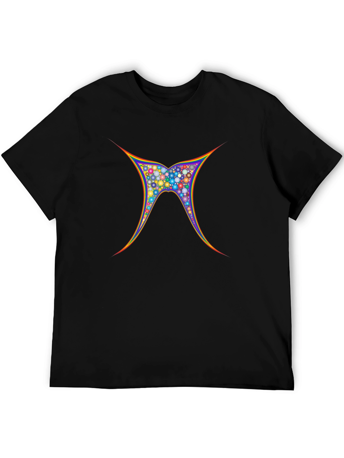 Vibrant Geometric Butterfly Graphic Tee - Black
