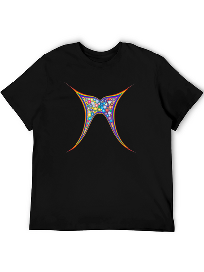 Vibrant Geometric Butterfly Graphic Tee - Black