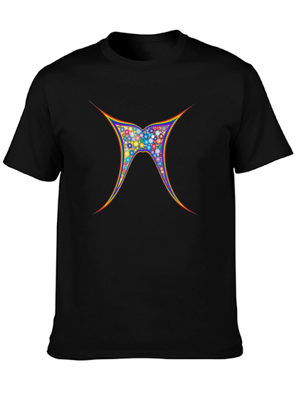 Vibrant Geometric Butterfly Graphic Tee - Black