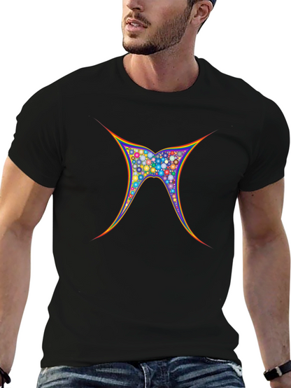 Vibrant Geometric Butterfly Graphic Tee - Black