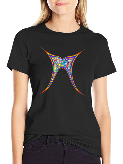 Vibrant Geometric Butterfly Graphic Tee - Black