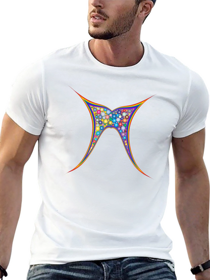 Vibrant Geometric Butterfly Graphic Tee - Black