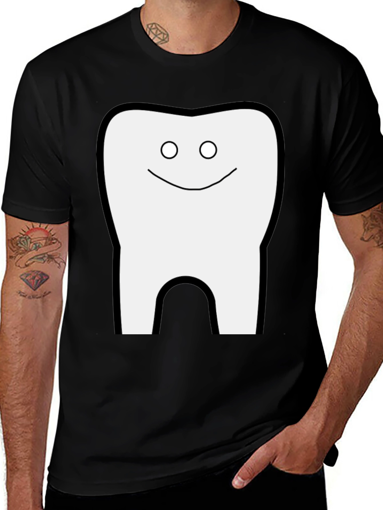 Funny Tooth Graphic Black T-Shirt