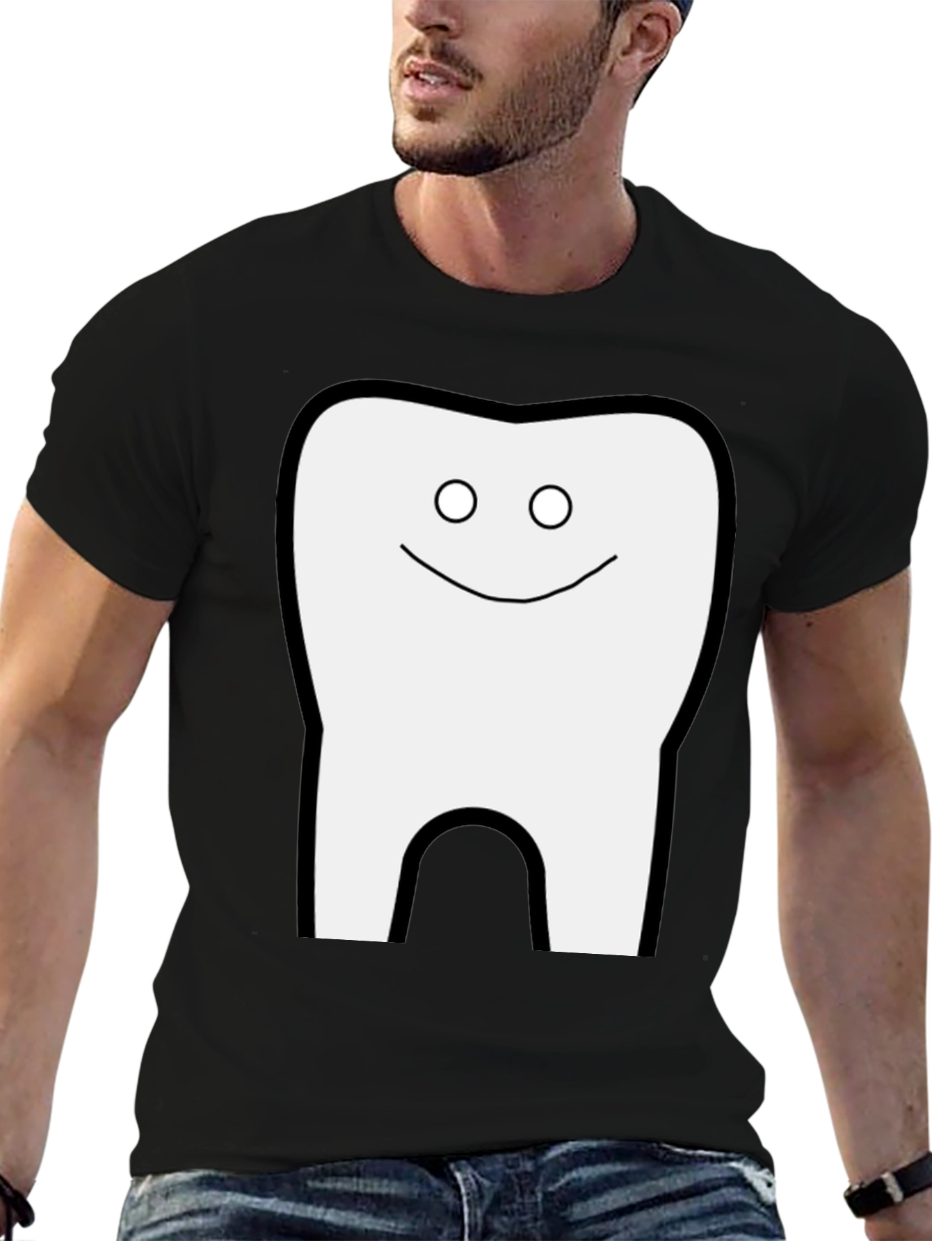 Funny Tooth Graphic Black T-Shirt