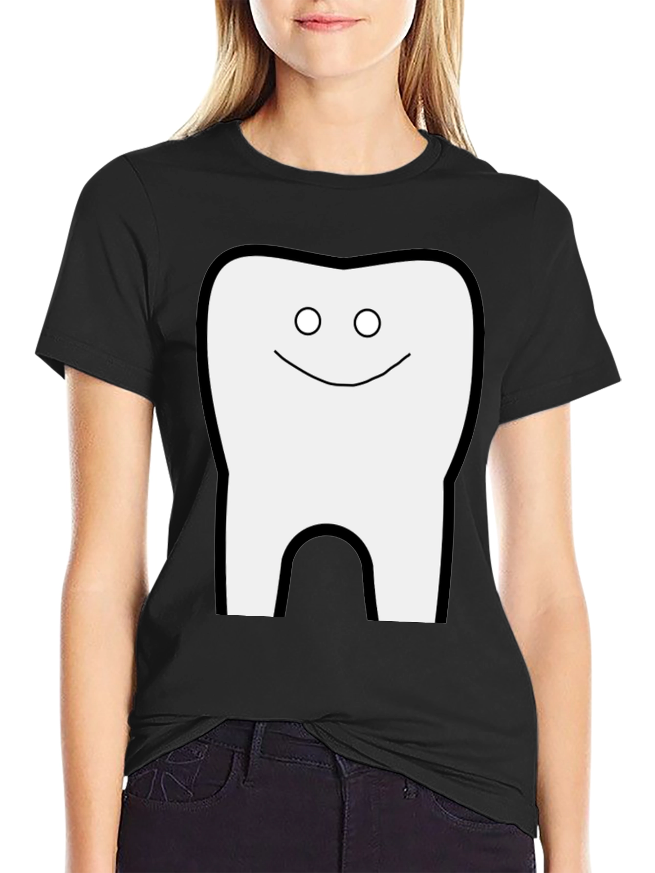 Funny Tooth Graphic Black T-Shirt