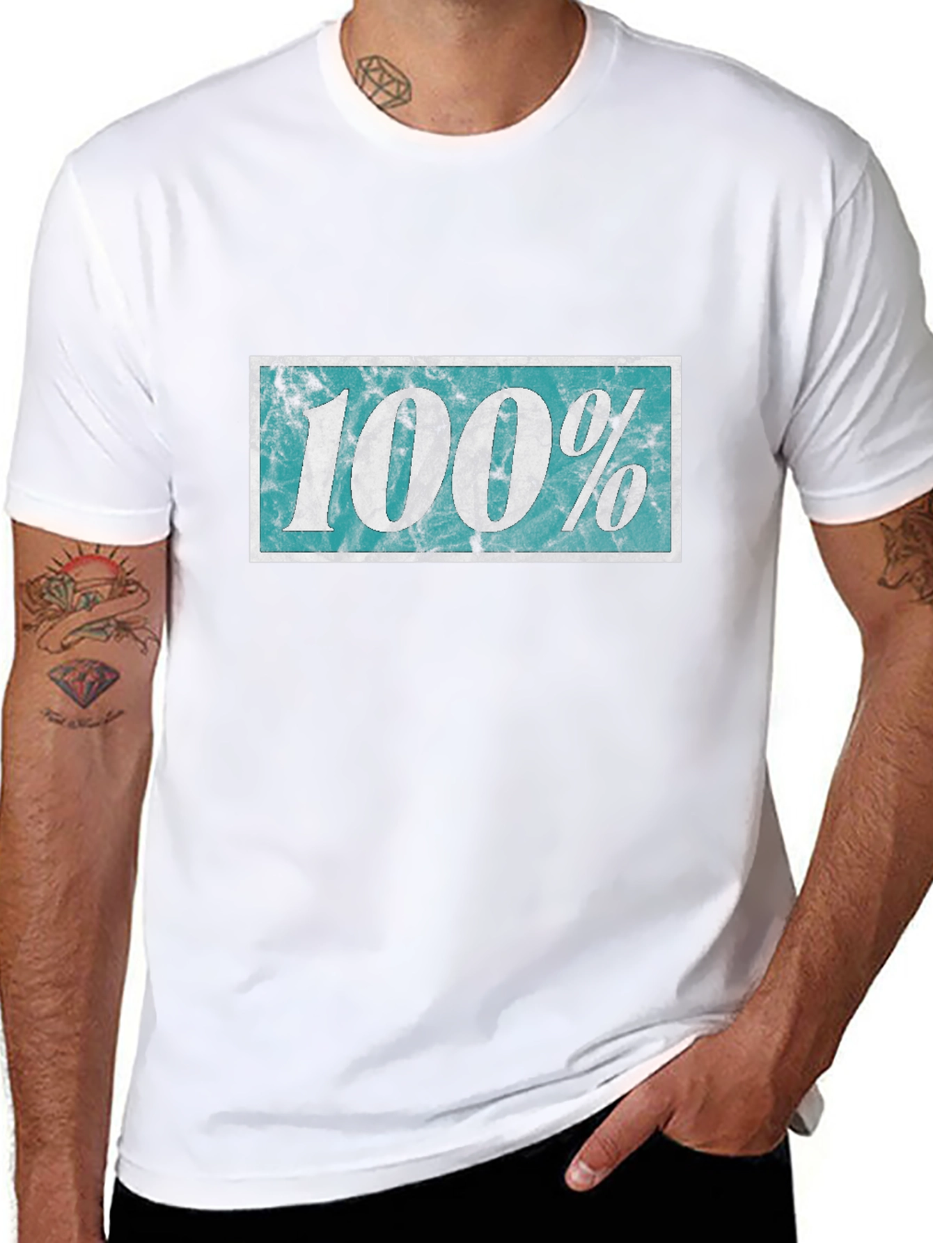 100% Distressed Graphic Black T-Shirt