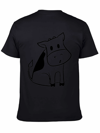 Black Cartoon Cow Graphic Tee