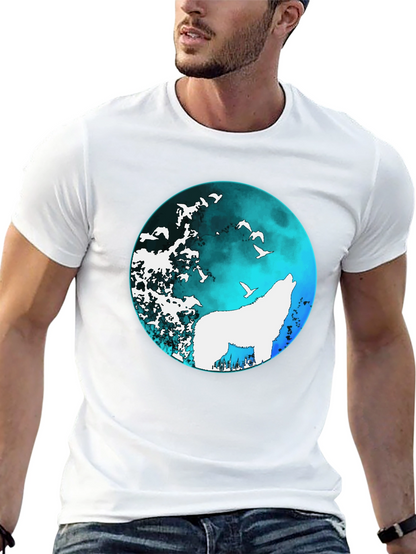 Wolf Moon Graphic Tee - Black Cotton T-Shirt