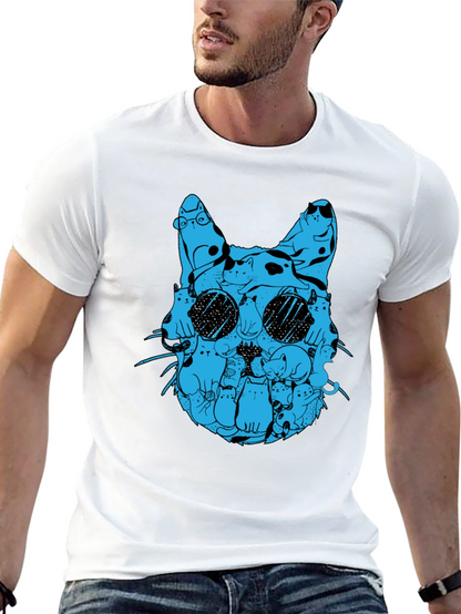 Cat Silhouette T-Shirt - Blue Cats Design