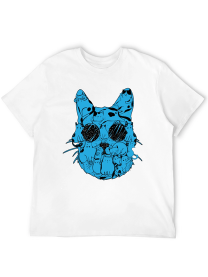 Cat Silhouette T-Shirt - Blue Cats Design