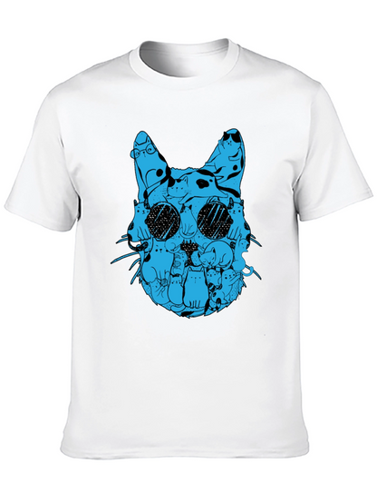 Cat Silhouette T-Shirt - Blue Cats Design