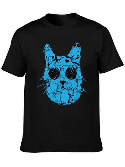 Cat Silhouette T-Shirt - Blue Cats Design