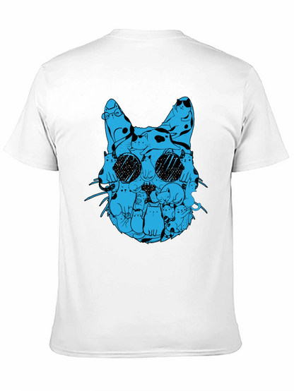 Cat Silhouette T-Shirt - Blue Cats Design