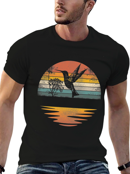 Hummingbird Sunset Graphic Tee - Nature Inspired Design