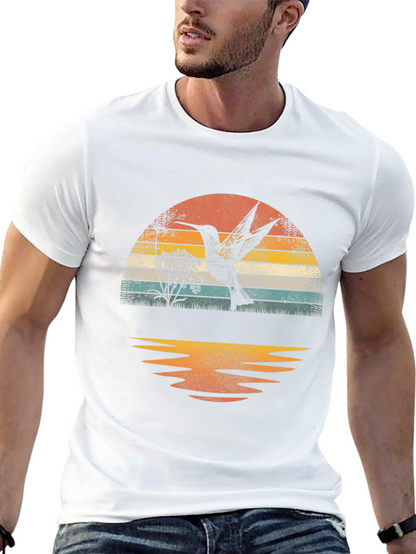 Hummingbird Sunset Graphic Tee - Nature Inspired Design