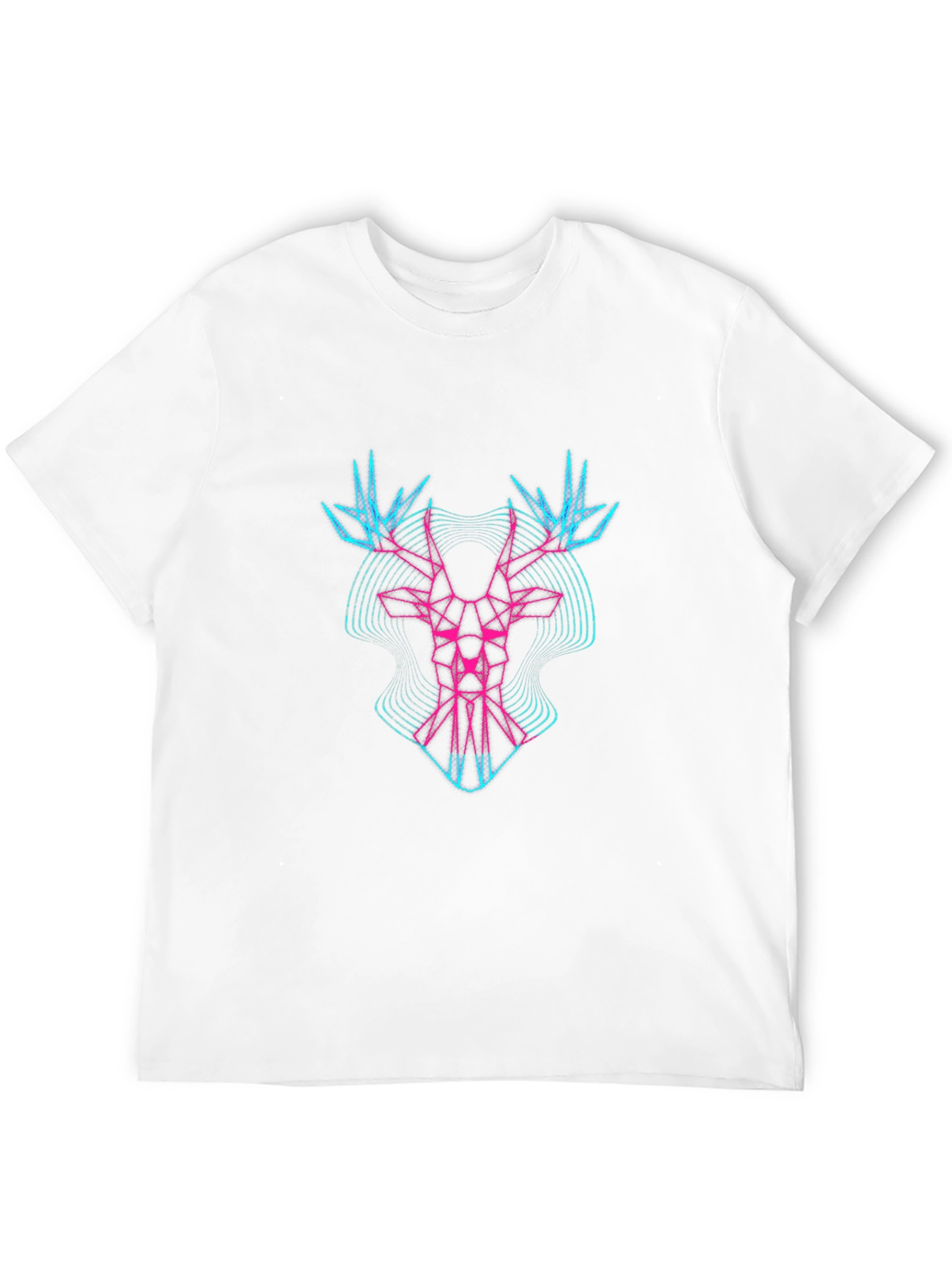 Geometric Deer Head Graphic Tee - Black