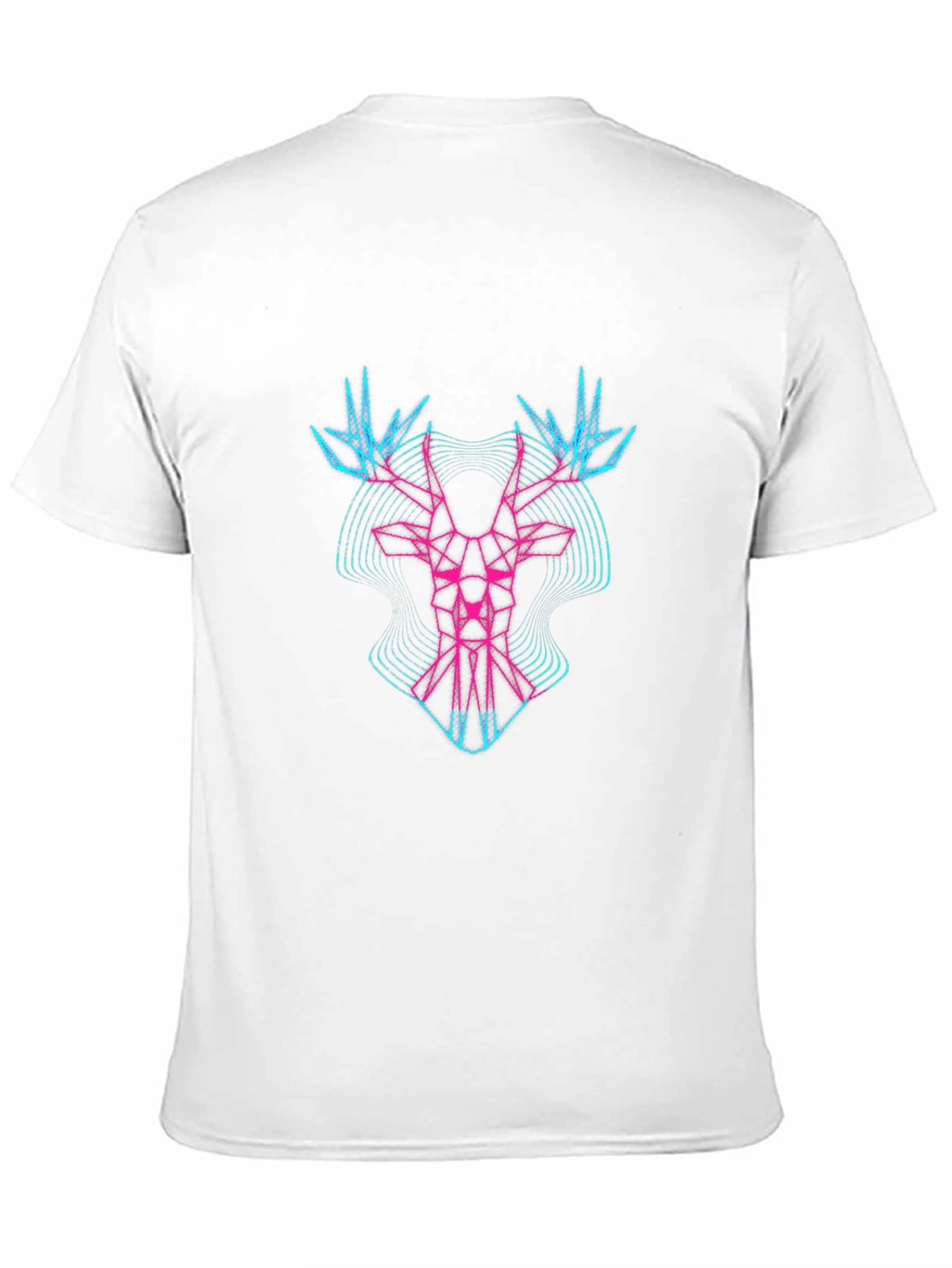 Geometric Deer Head Graphic Tee - Black