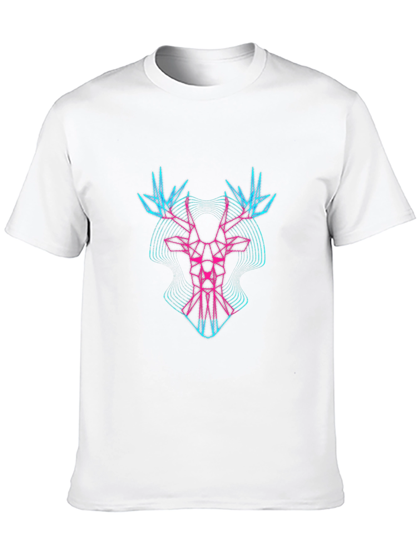 Geometric Deer Head Graphic Tee - Black