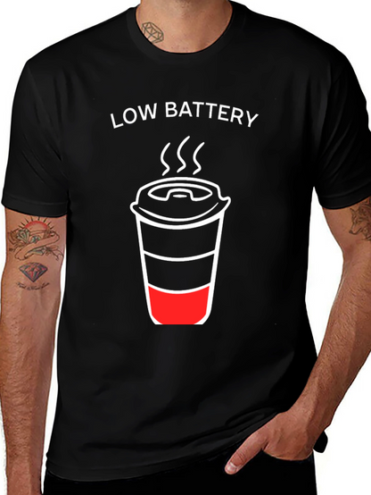 Low Battery Coffee T-Shirt - Funny Graphic Tee
